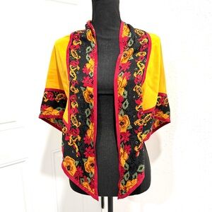 100% silk Floral Yellow and Black Women's scarf‎ OS